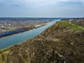 Arial view over the river Royalty Free Stock Photo