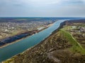 Arial view over the river Royalty Free Stock Photo