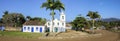 Arial view panorama of church Nossa Senhora das Dores (Our Lady of Sorrows) in historic town Paraty, Brazil Royalty Free Stock Photo