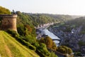 Arial view of the Port of Dinan on the river Rance, Brittany, France