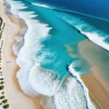 an Arial view of summer beach and blue ocean