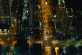 Arial view of Taipei`s city streets at night