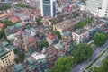 Arial view of Thanh Cong collective zone. Messy old buildings in Hanoi, Vietnam Royalty Free Stock Photo