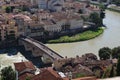 Arial view of Verona`s Castel Vecchio Bridge over the Adige River Royalty Free Stock Photo