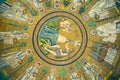 Ravenna, Italy 29 July 2019: Arian Baptistry ceiling mosaic. It s a Christian baptismal building that was erected by the