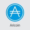 Aricoin Blockchain Cryptocurrency. Vector ARI Web Icon.