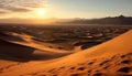 Arid Africa Majestic mountains, remote beauty, tranquil sunset, ripples in sand generated by AI