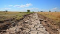 Arid climate, heat, drought, dirty sky, eroded mountain, broken forest generated by AI