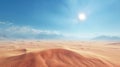 Arid desert landscape with sand dunes, mirage, and heat haze under scorching sun Royalty Free Stock Photo