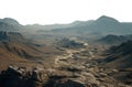 arid dry desert landscape. transparent background. Desert landscape. rocky alien planet. Mars surface.