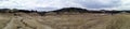 Panoramic view of an arid landscape at the Mud Volcanoes Royalty Free Stock Photo