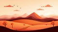 Arid landscape flat design front view autumn theme animation vivid Royalty Free Stock Photo
