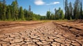 Arid soil juxtaposed with lush woods Royalty Free Stock Photo