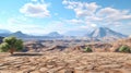 Arid Valley Overlook, A tranquil scene of an arid plateau at dusk