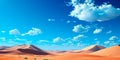 arid and vast desert landscape, where immense sand dunes stretch into the distance,