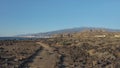 Arid volcanic landscape of Malpais de la Rasca, a natural reserve close to Palm-Mar town, Tenerife, Canary Islands, Spain