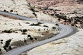 Arid winding desert motorway highway