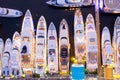 Ariel direct overhead shot of luxury Super yachts lit at night Fort Lauderdale international boat show