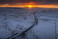 Ariel picture of Yorkshire landmark Ribblehead Viaduct, North Yorkshire, Yorkshire Dales, Sunrise, Clouds, Railway, Landscape,