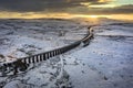 Ariel picture of Yorkshire landmark Ribblehead Viaduct, North Yorkshire, Yorkshire Dales, Sunrise, Clouds, Railway, Landscape,