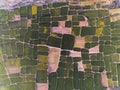 Ariel view of Farm lands and rocky area Royalty Free Stock Photo