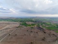 Ariel view of green and dry fields Royalty Free Stock Photo