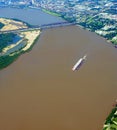 Ariel View of Mississippi River at Memphis Bridge Royalty Free Stock Photo