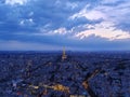 Ariel view of Paris and the Eiffel tower, Paris, France
