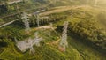 Ariel View of Power grid pylon Royalty Free Stock Photo