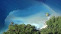 Ariel view of a pristine beach by drone. Royalty Free Stock Photo