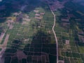 Ariel view of road passing through the fields