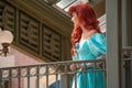 Ariel waving from the balcony at Walt Disney World Railroad at Magic Kingdom 115