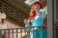 Ariel waving from the balcony at Walt Disney World Railroad at Magic Kingdom 120