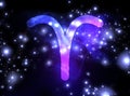 Aries astrological sign and sky with stars. Illustration Royalty Free Stock Photo