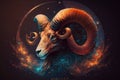 Aries goat animal round zodiac animal sign realistic background wallpaper illustration Generative AI Royalty Free Stock Photo