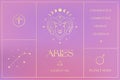 Aries Gold Zodiac Sign Design Illustrations. Esoteric Vector Element, Icon