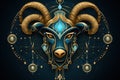 Aries horoscope fantasy sign with galaxy stars background