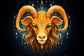 Aries horoscope fantasy sign with galaxy stars background