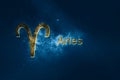 Aries Horoscope Sign. Abstract night sky background