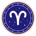 Aries Horoscope sign. Round element of esoteric astrology for logo or icon. Zodiac element for horoscope and astrological forecast
