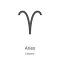 aries icon vector from esoteric collection. Thin line aries outline icon vector illustration. Linear symbol for use on web and Royalty Free Stock Photo