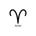 Aries icon. Zodiac line black symbol. Vector isolated