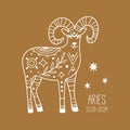 Aries. Linear zodiac sign. Astrology concept Royalty Free Stock Photo