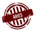 aries - red round grunge button, stamp