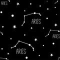 Aries. Seamless pattern with zodiac sign