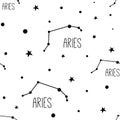 Aries. Seamless pattern with zodiac sign