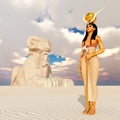 Aries sphinx and the goddess Hathor