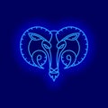 Aries Star Sign Ram Astrological Symbol, Logo, Emblem. Thin Line Illustration. Outline Zodiac Symbol Stubborne Vector Concept