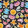 Aries, Taurus, Gemini, Cancer, Leo, Virgo, Libra, Scorpio, Sagittarius, Capricorn, Aquarius and Pisces Seamless pattern Funny