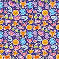 Aries, Taurus, Gemini, Cancer, Leo, Virgo, Libra, Scorpio, Sagittarius, Capricorn, Aquarius and Pisces Seamless pattern Funny